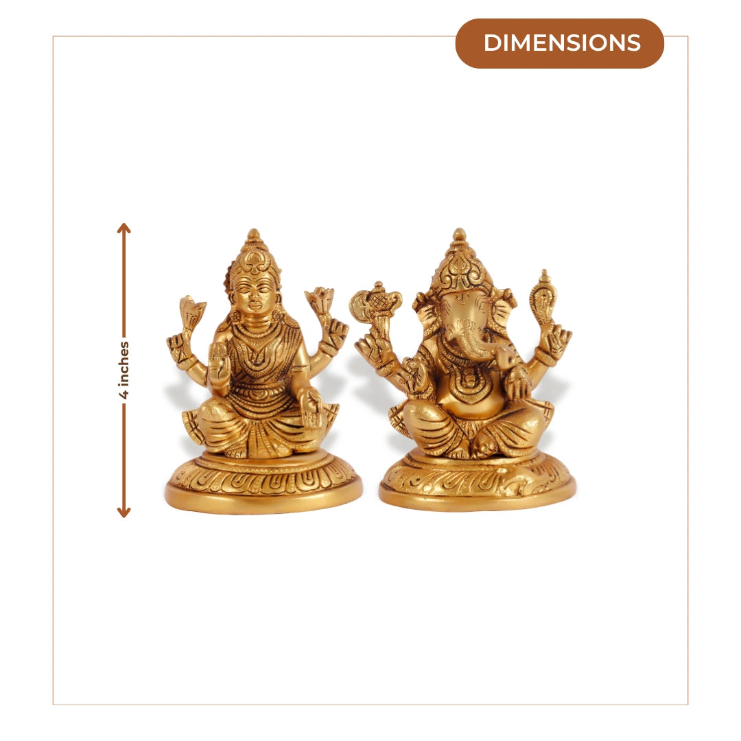 Antique Brass Lakshmi Ganesha Idol 5