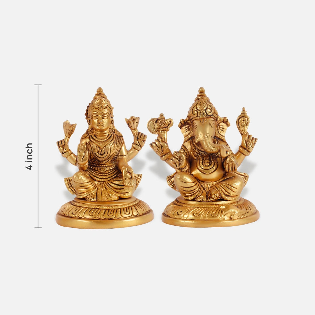 Antique Brass Lakshmi Ganesha Idol 5
