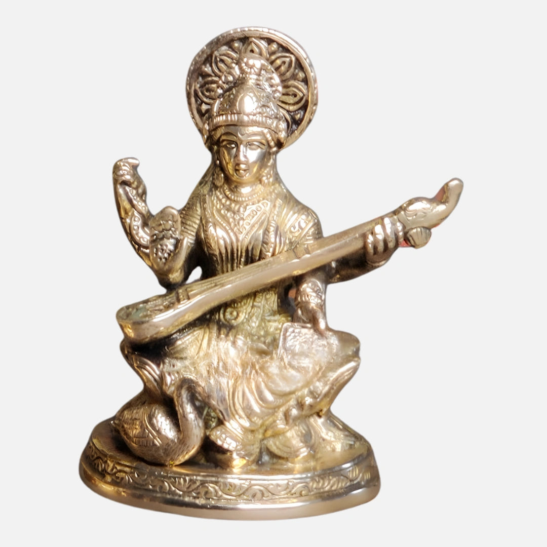 Brass Lakshmi Ganesha Saraswati Idol 2