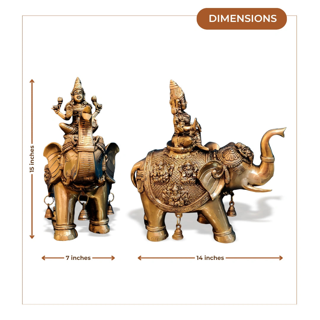 Lakshmi on Elephant Brass Idol