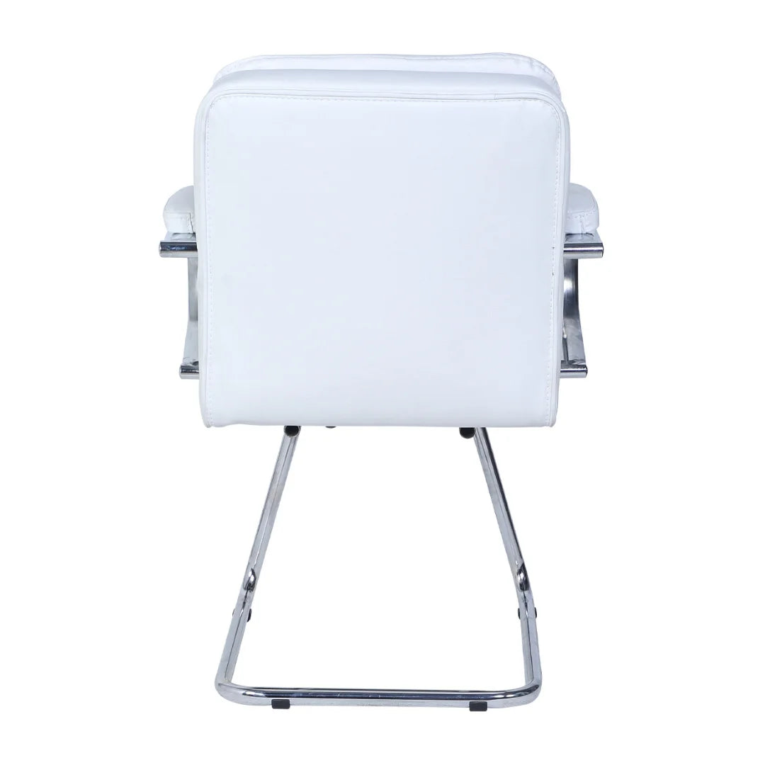 Braxon Visitor Chair with Armrest (White) Back View
