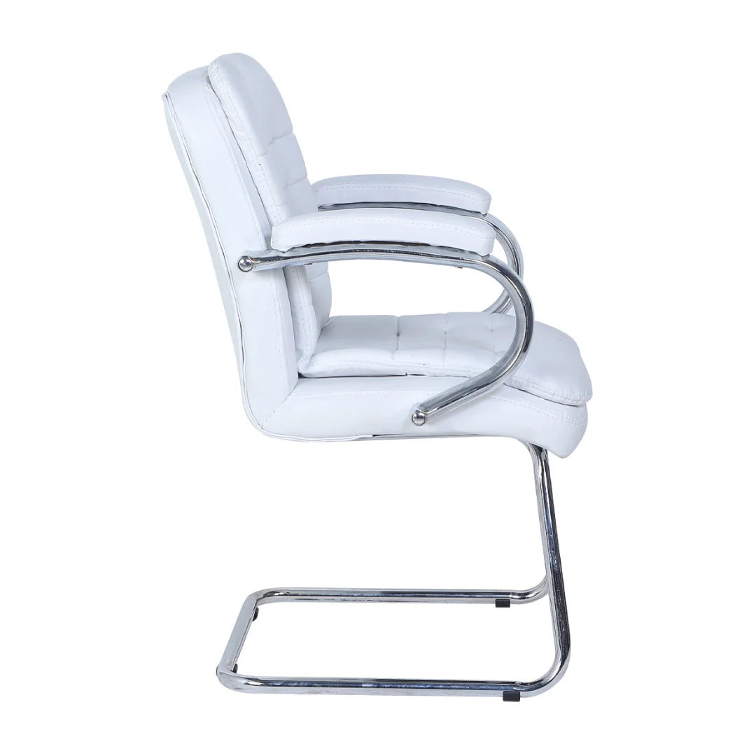 Braxon Visitor Chair with Armrest (White) Side View