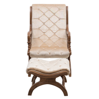 Butros Fabric Upholstered Aaram Chair with FootRest (Teak Gold) front view