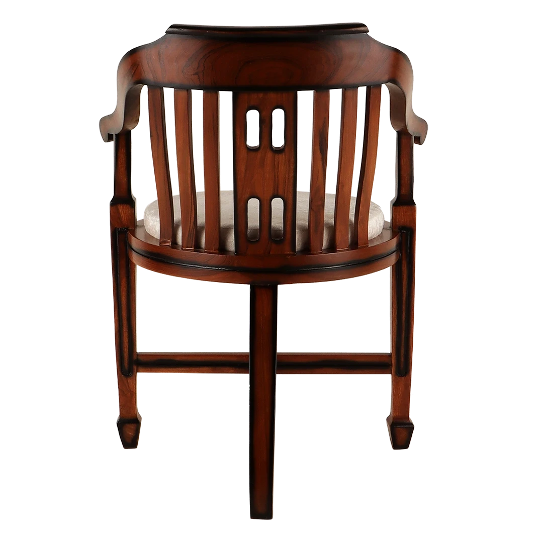 Canasto Teak Wood Arm Chair in Brown Silver color back view