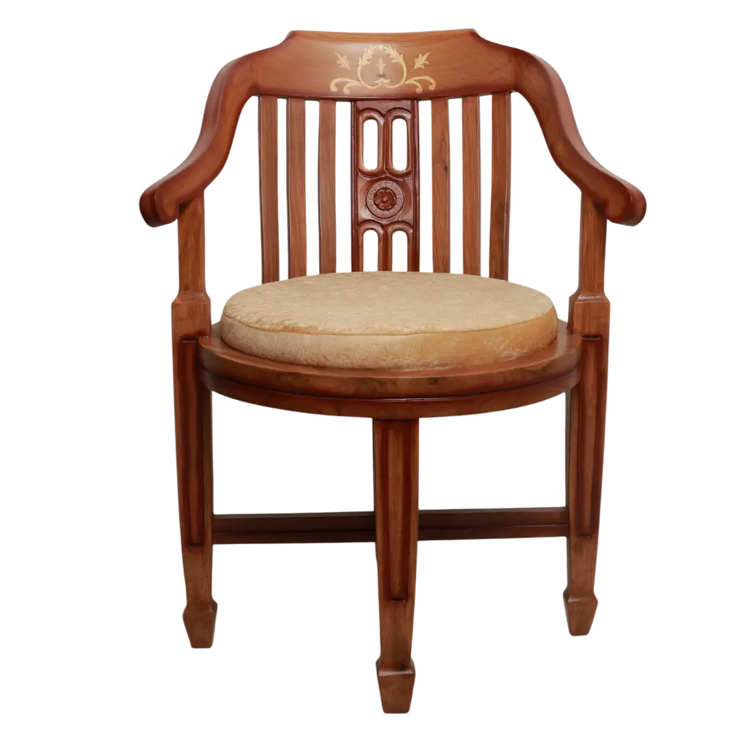 Canasto Teak Wood Arm Chair Front View (Teak Beige)