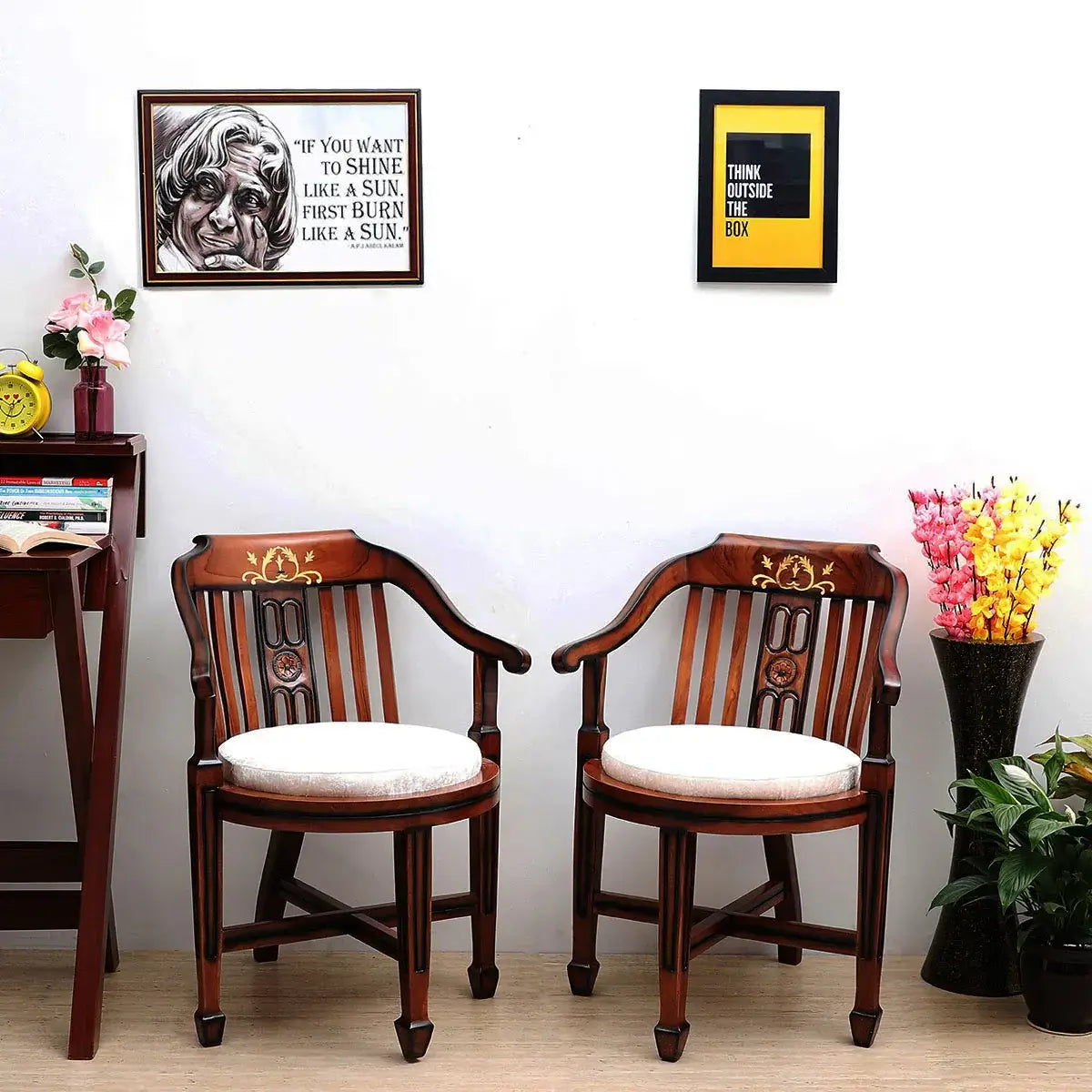 Canasto Teak Wood Arm Chair in Brown Silver color lifestyle image