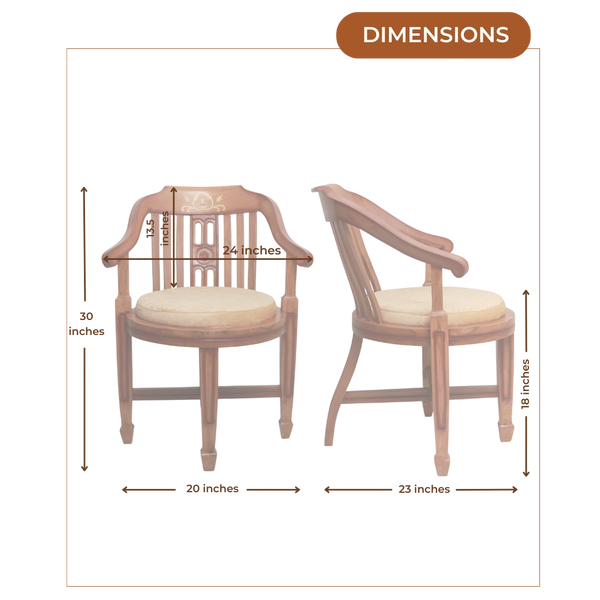 Canasto Teak Wood Arm Chair (Teak Beige) Dimensions IMG