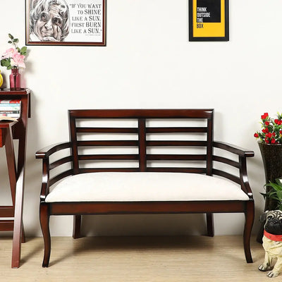 Carile Solid Wood Love Sofa (Brown)