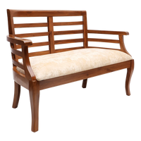 Carile Solid Wood Love Sofa / Love Seat in Teak color 45° side view