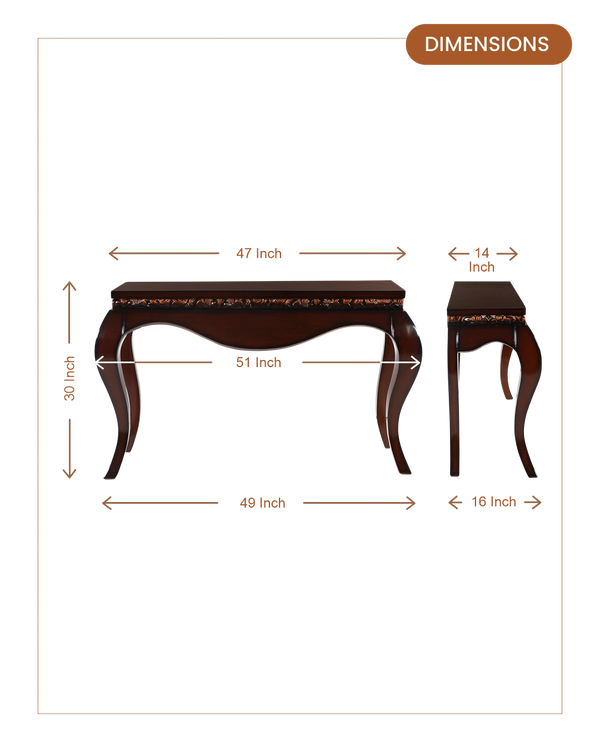 Cazalu Solid Wood Console Table (Brown) dimesnions