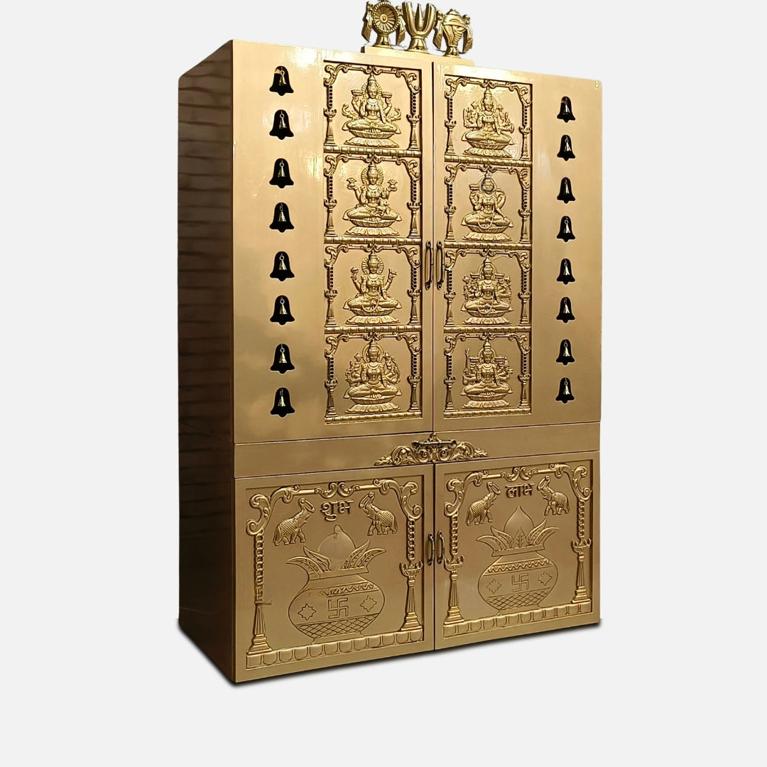 Chandrika Teak Wood Mandap (Gold) side angle