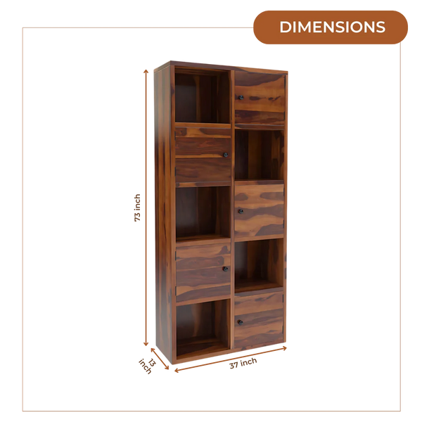 Classic Cubix Wood Book Shelf (Teak)dimensions