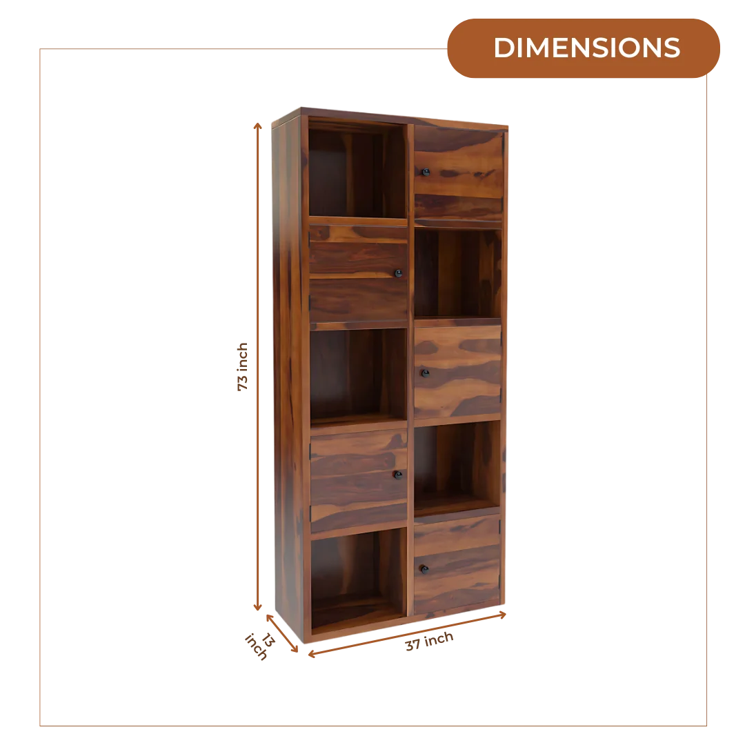 Classic Cubix Wood Book Shelf (Teak)dimensions