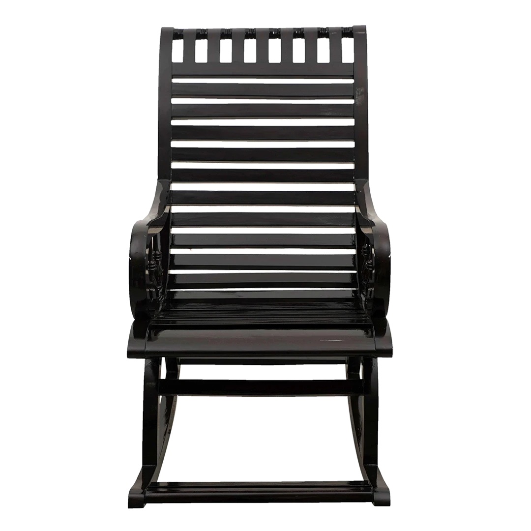 Colorodo Teak Wood Rocking Chair in Black color front view