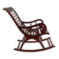 Colorodo Teak Wood Rocking Chair in Brown color side view