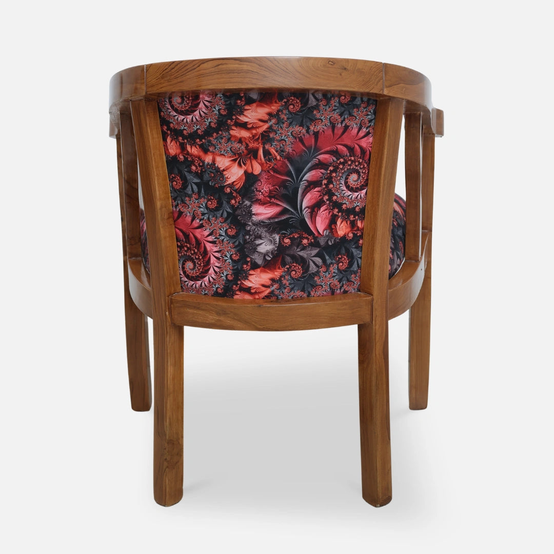 Comfy Teak Wood Arm Chair (Brown) back view