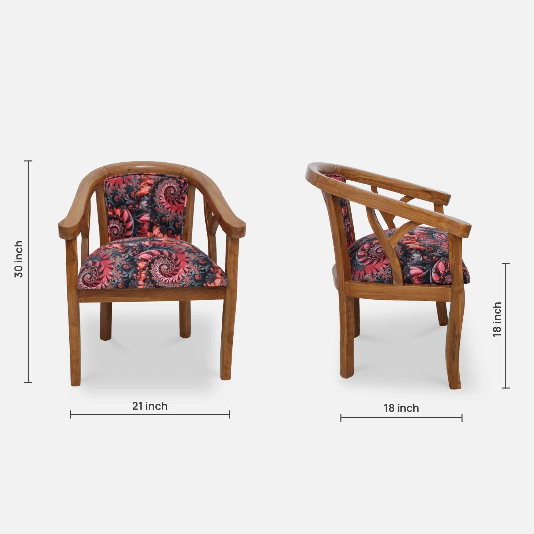Comfy Teak Wood Arm Chair (Brown) dimensions
