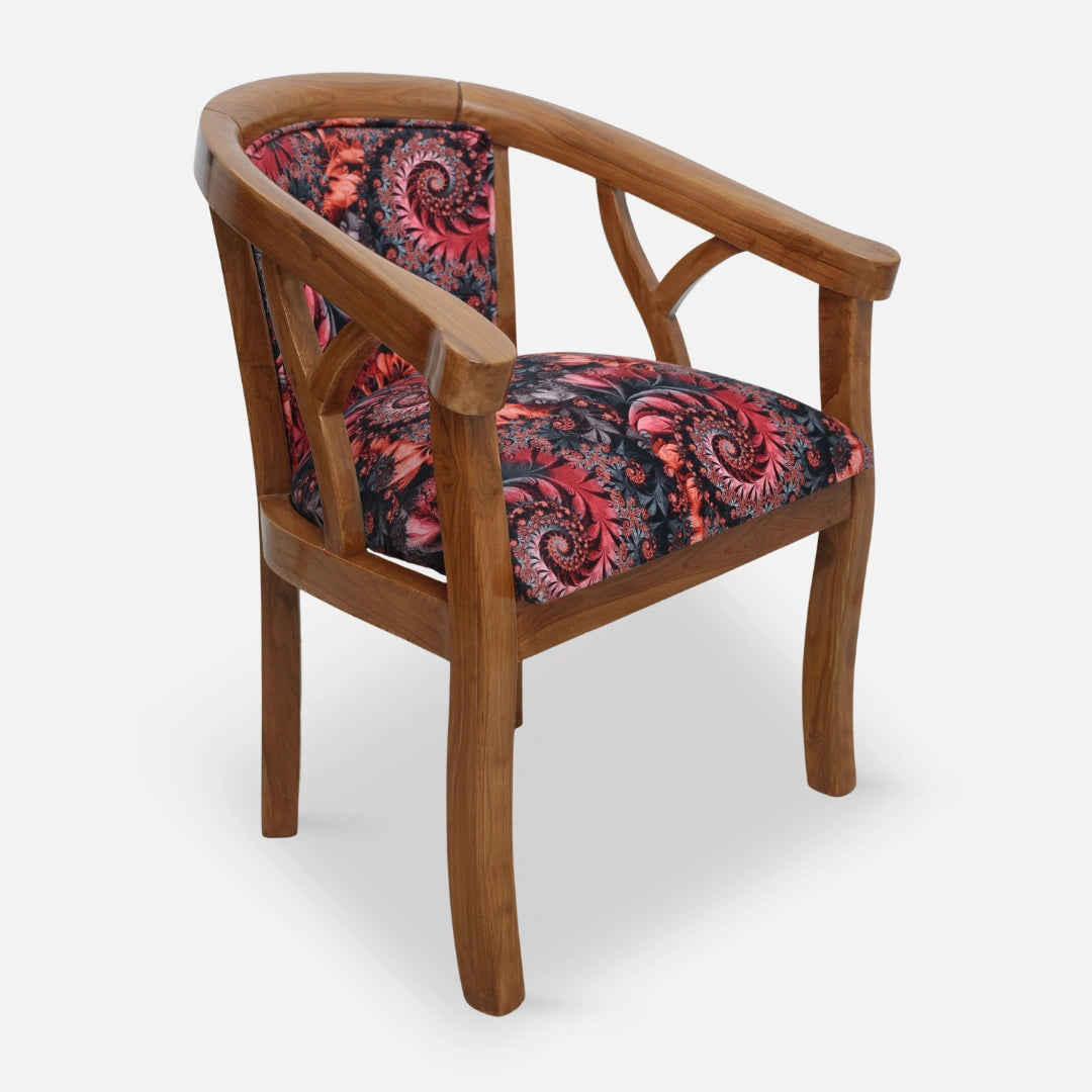 Comfy Teak Wood Arm Chair (Brown) side angle