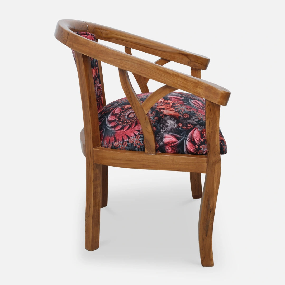 Comfy Teak Wood Arm Chair (Brown) side view