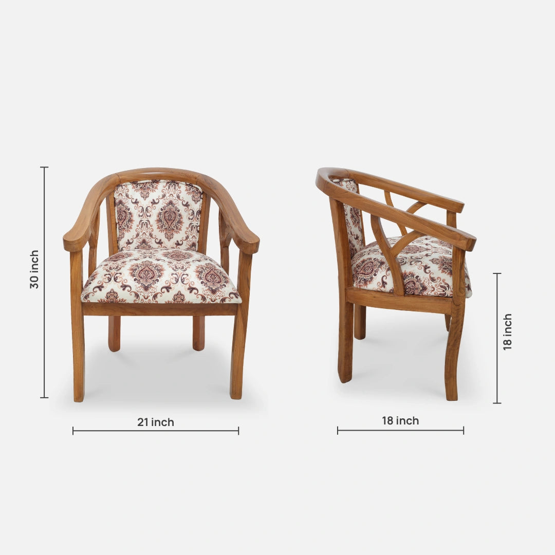 Comfy Teak Wood Arm Chair (Teak) dimesions view