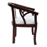 Comfy Teak Wood Fabric Upholstered Arm Chairs in Brown-Silver color side view