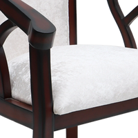 Comfy Teak Wood Fabric Upholstered Arm Chairs in Brown-Silver color zoom view cushion