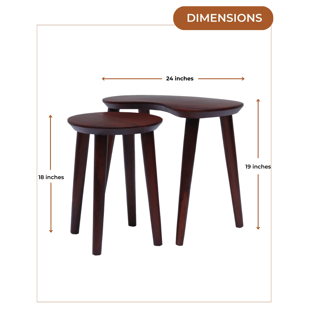 Convo Teak Wood Coffee Table (Brown) Dimensions