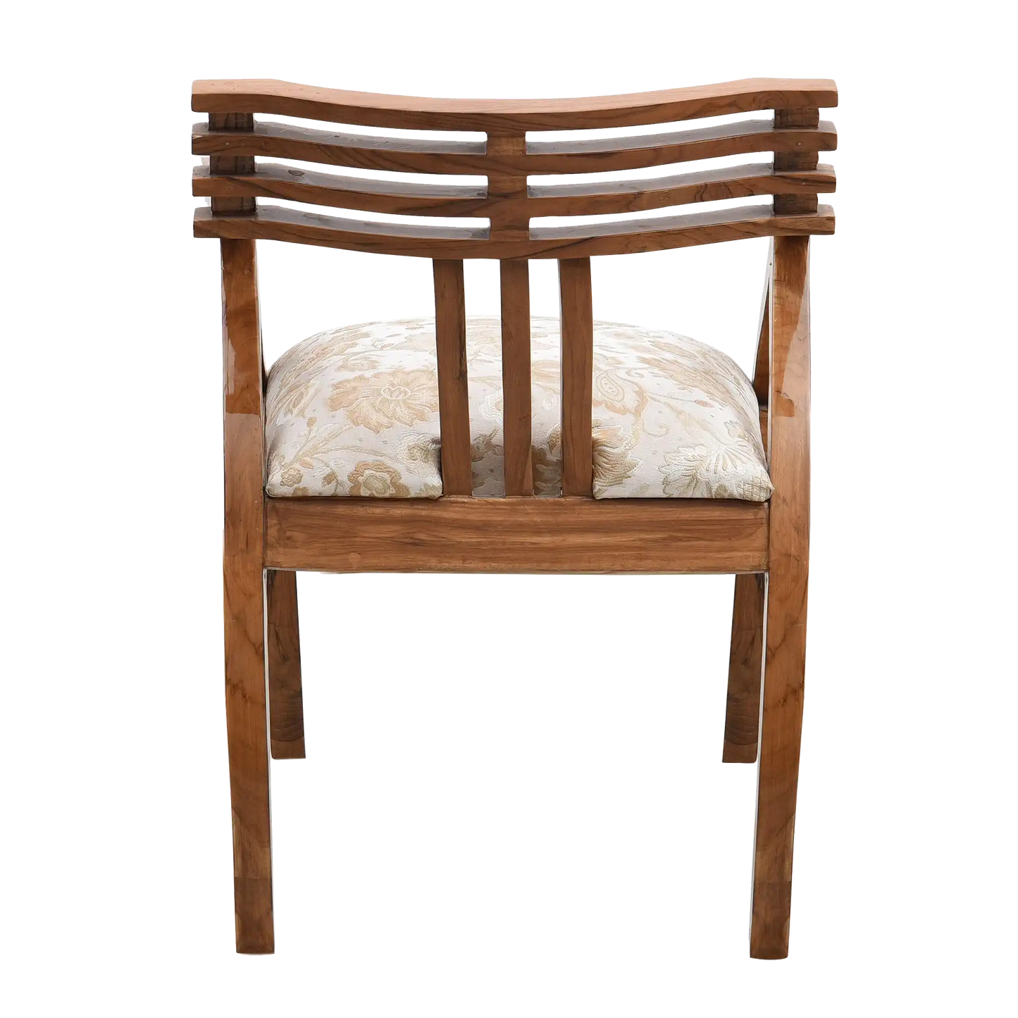 Cubico Modern Upholstered Armchair with Tapered Legs in Teak Biege color back view