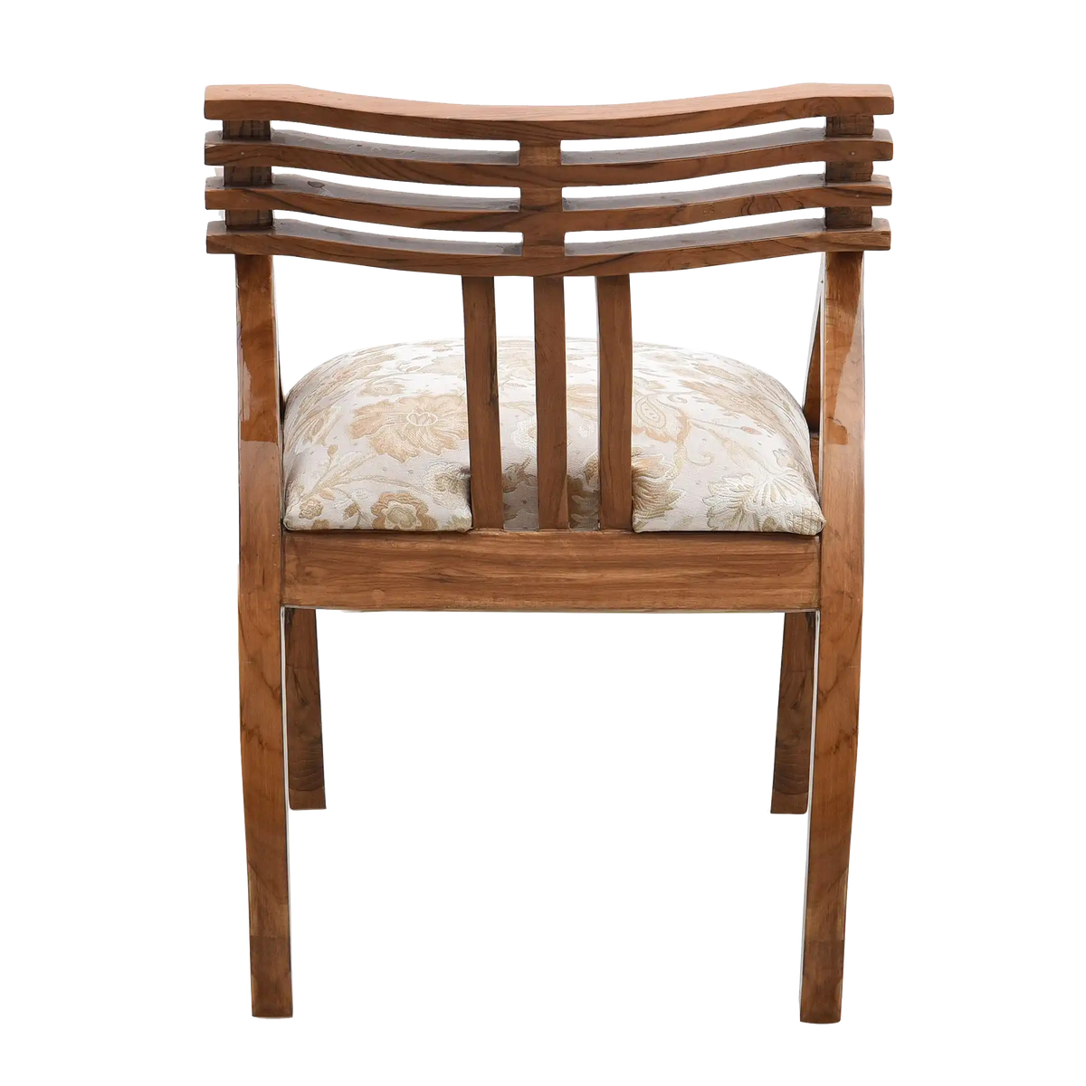 Cubico Modern Upholstered Armchair with Tapered Legs in Teak Biege color back view