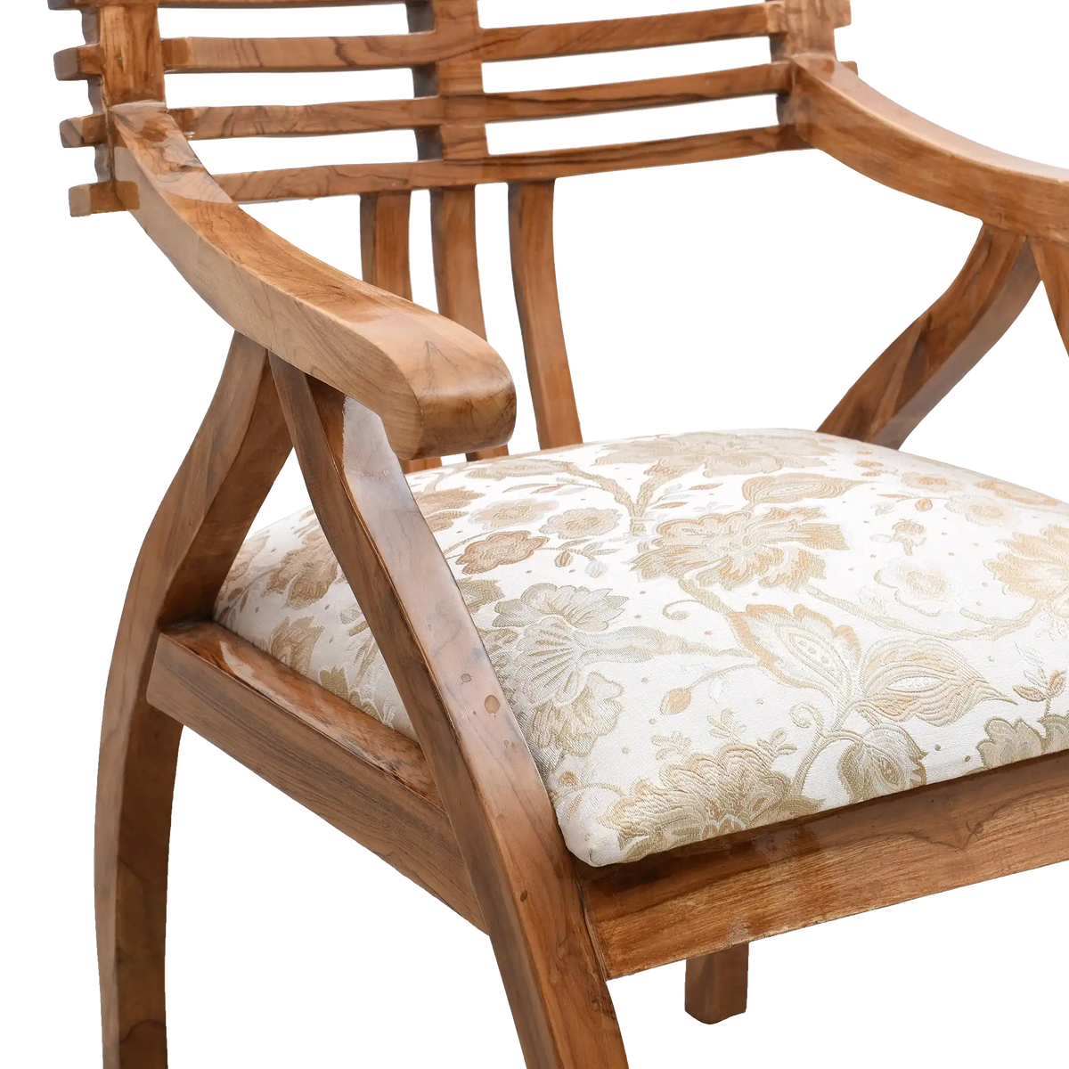 Cubico Modern Upholstered Armchair with Tapered Legs in Teak Biege color zoom view seat