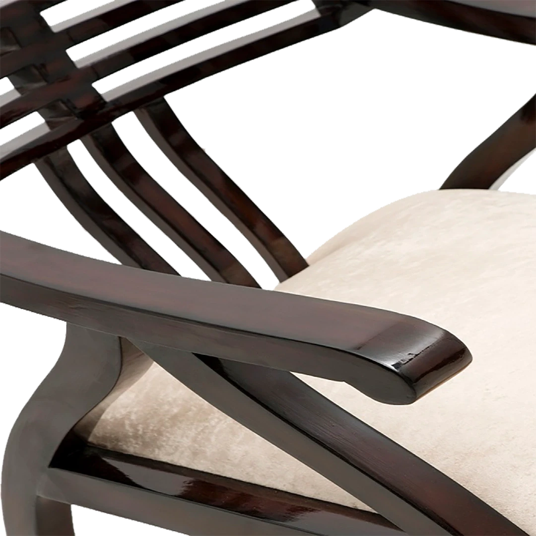 Cubico Modern Upholstered Armchair with Tapered Legs in Brown Silver color zoom view handle