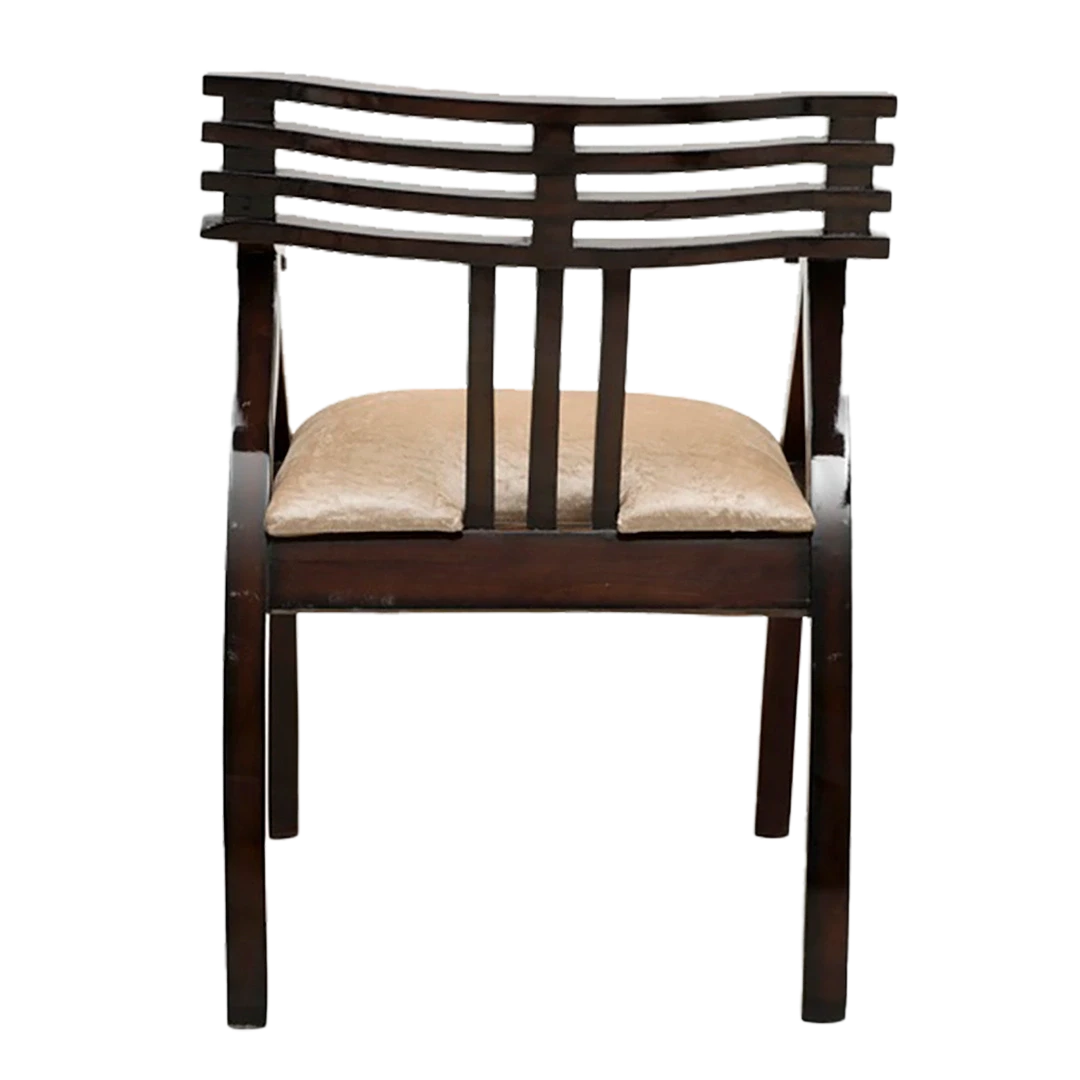 Cubico Modern Upholstered Armchair with Tapered Legs in Brown Silver color back view