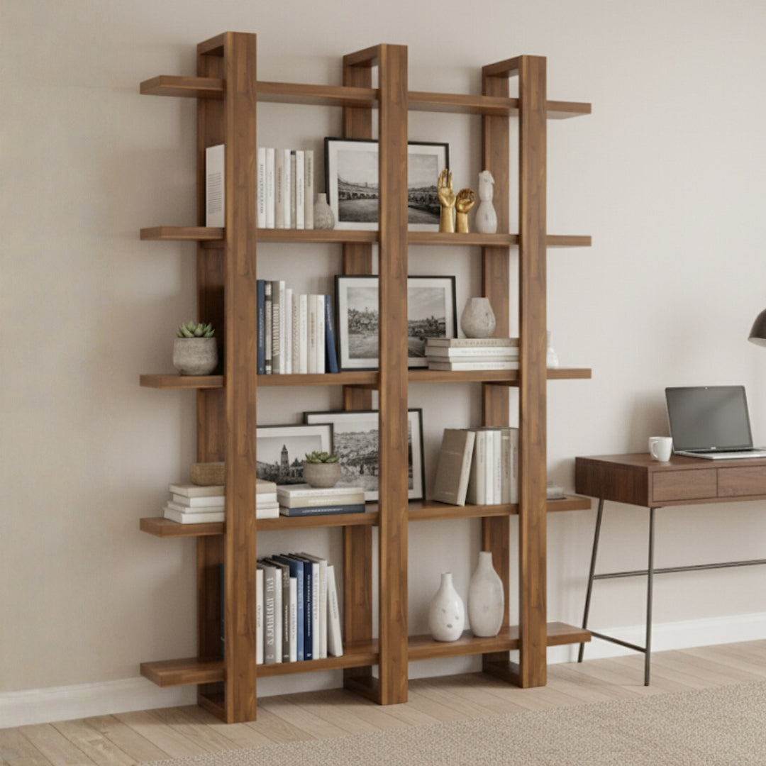 Cubria Teak Wood Book Shelf (Teak) lifestyle view