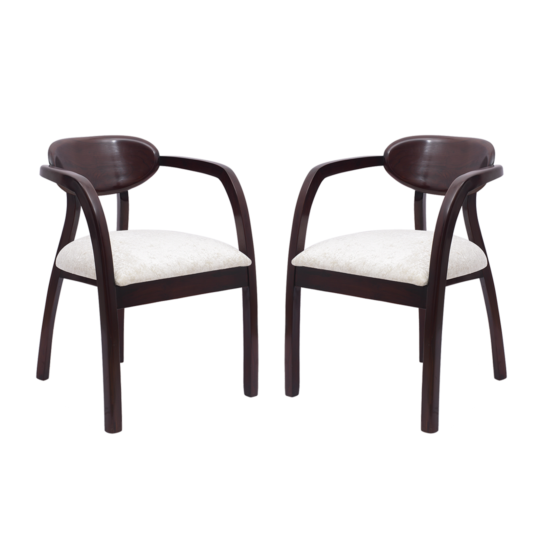 Abetos Teak Wood Arm Chairs (Brown Silver)