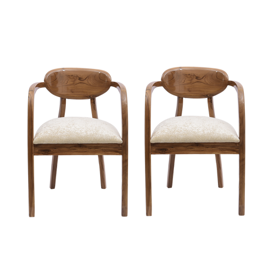 Abetos Teak Wood Arm Chairs (Teak Beige)