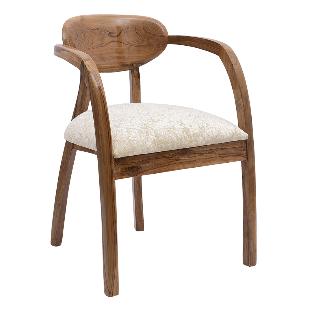 Abetos Teak Wood Arm Chairs (Teak Beige)