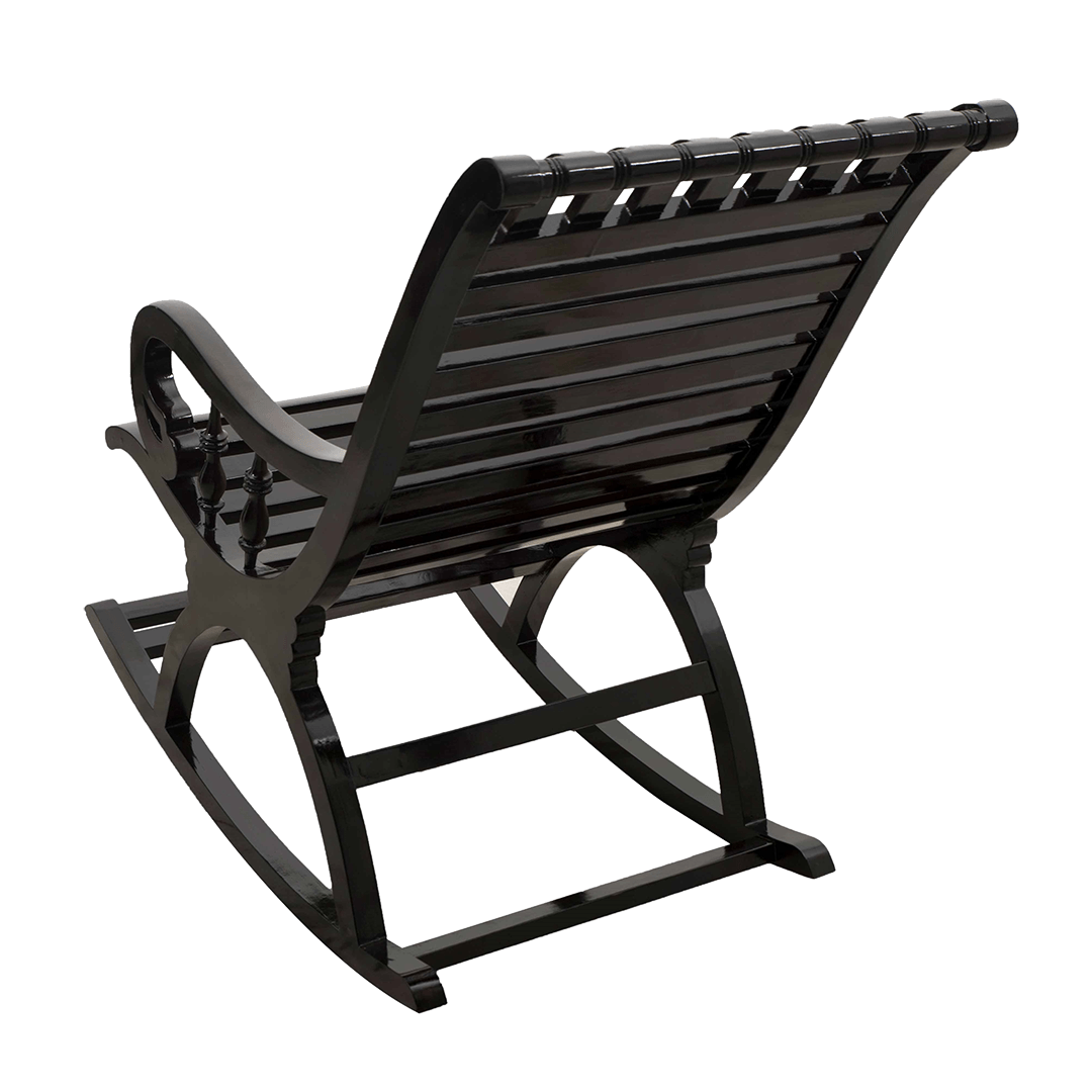 Colorodo Teak Wood Rocking Chair (Black)