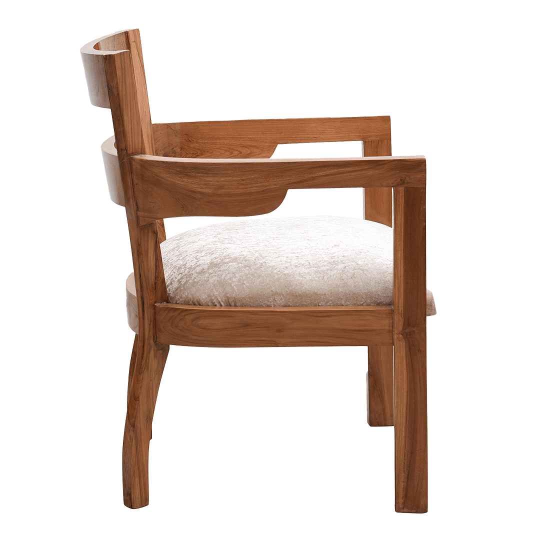 Projakto Teak Wood Living Room Chair (Teak Beige)