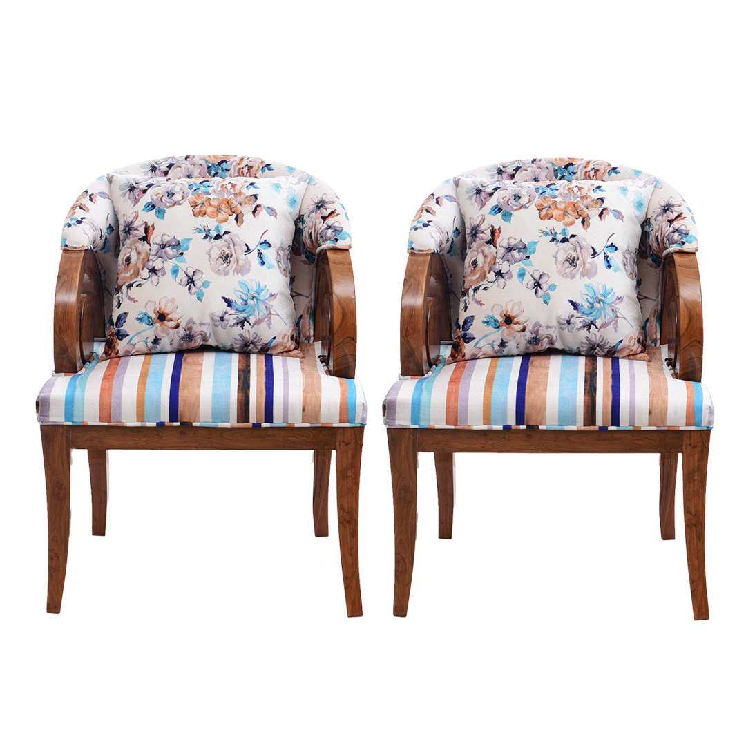 Ellipsum Teak Wood Fabric Upholstered Arm Chair (Teak)