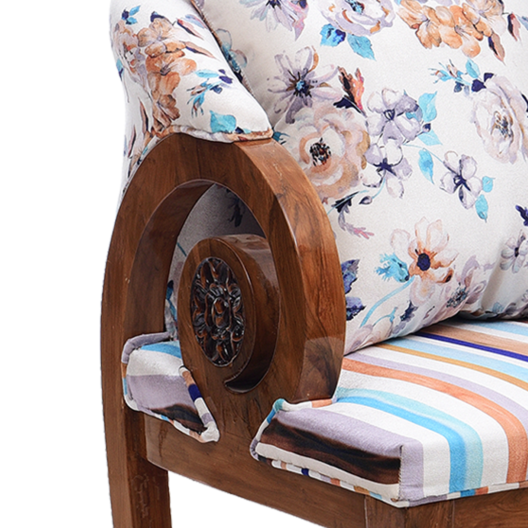 Ellipsum Teak Wood Fabric Upholstered Arm Chair (Teak)