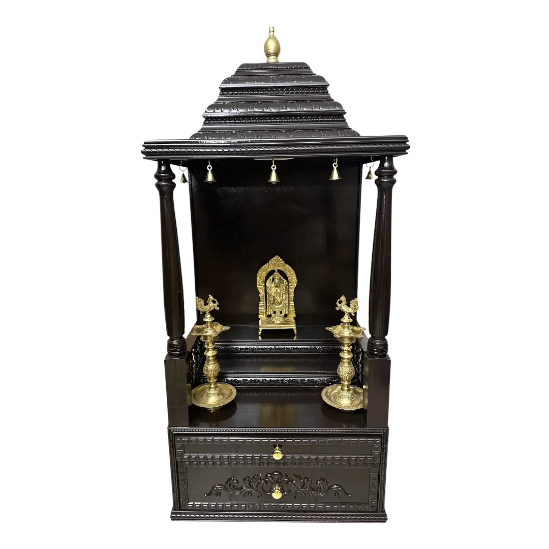 Dakshina Teak Wood Mandap (Dark Brown) front view
