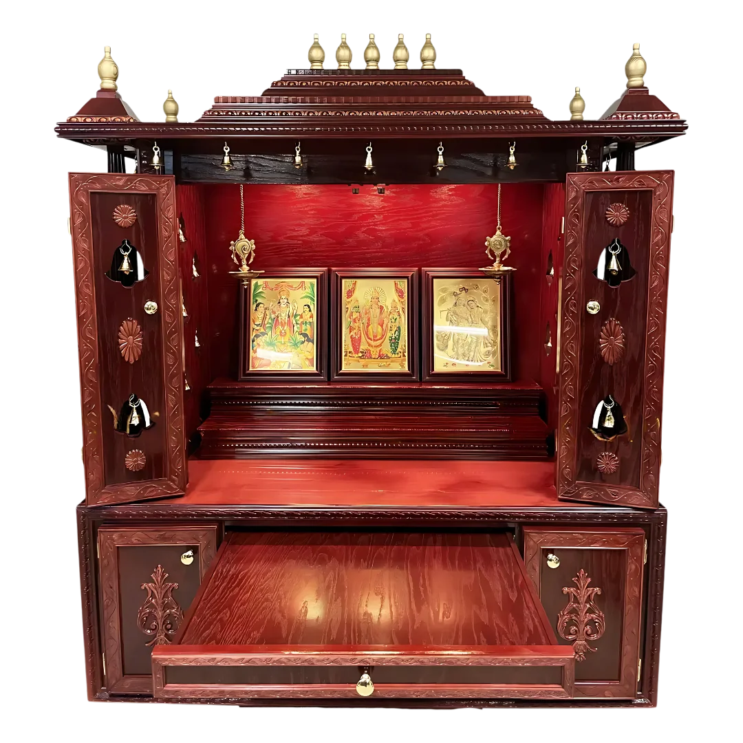 Darpan Teak Wood Mandap (Cherry) open door view