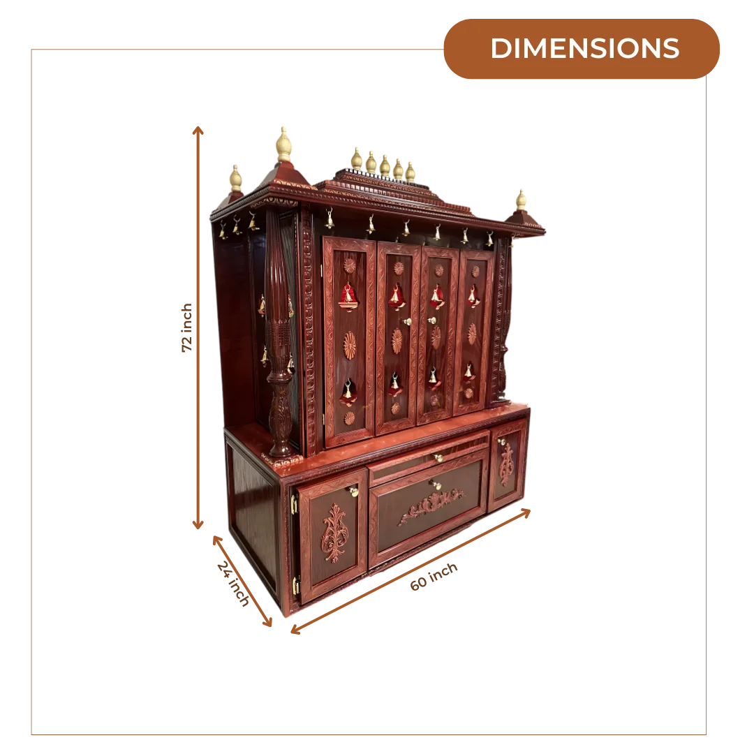 Darpan Teak Wood Mandir (Cherry) dimensions