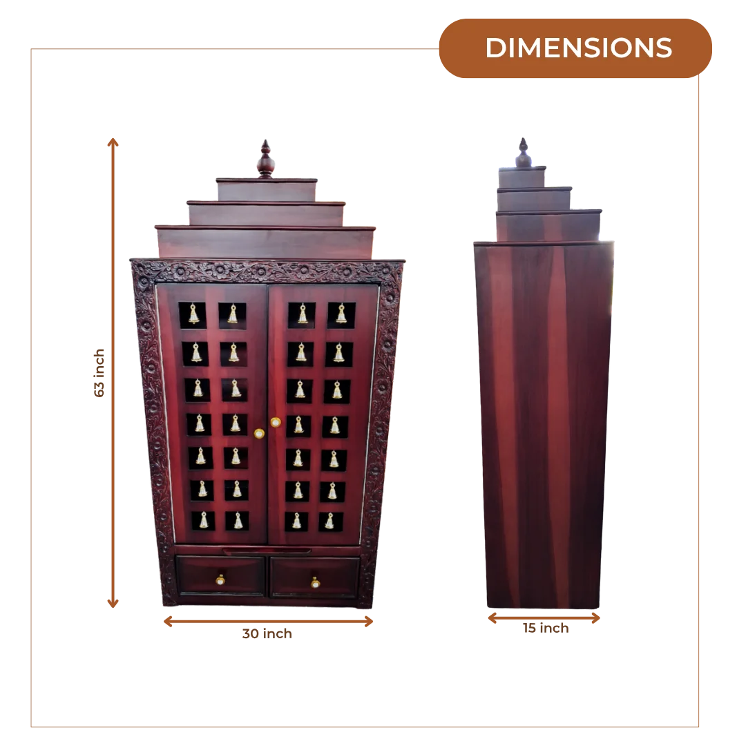 Devalaya Teak Wood Mandir (Brown) dimensions