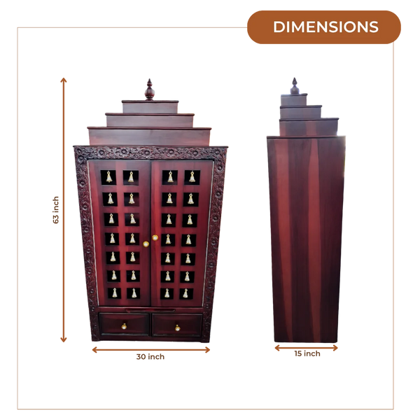 Devalaya Teak Wood Mandir (Brown) dimensions