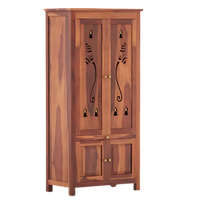 Devansh Teak Wood Pooja Mandap with Door (Teak) side view