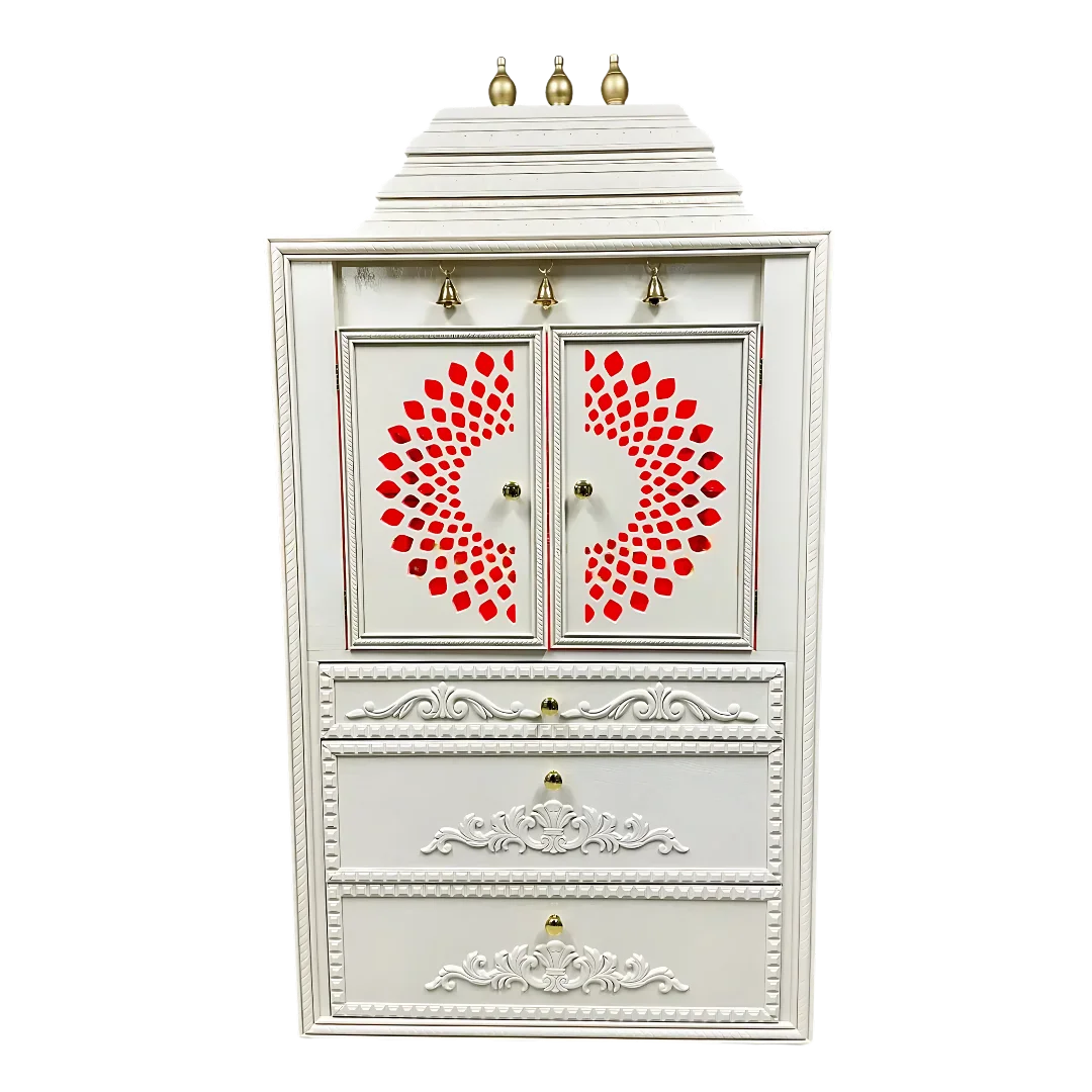 Devashala Teak Wood Mandap (White) front view
