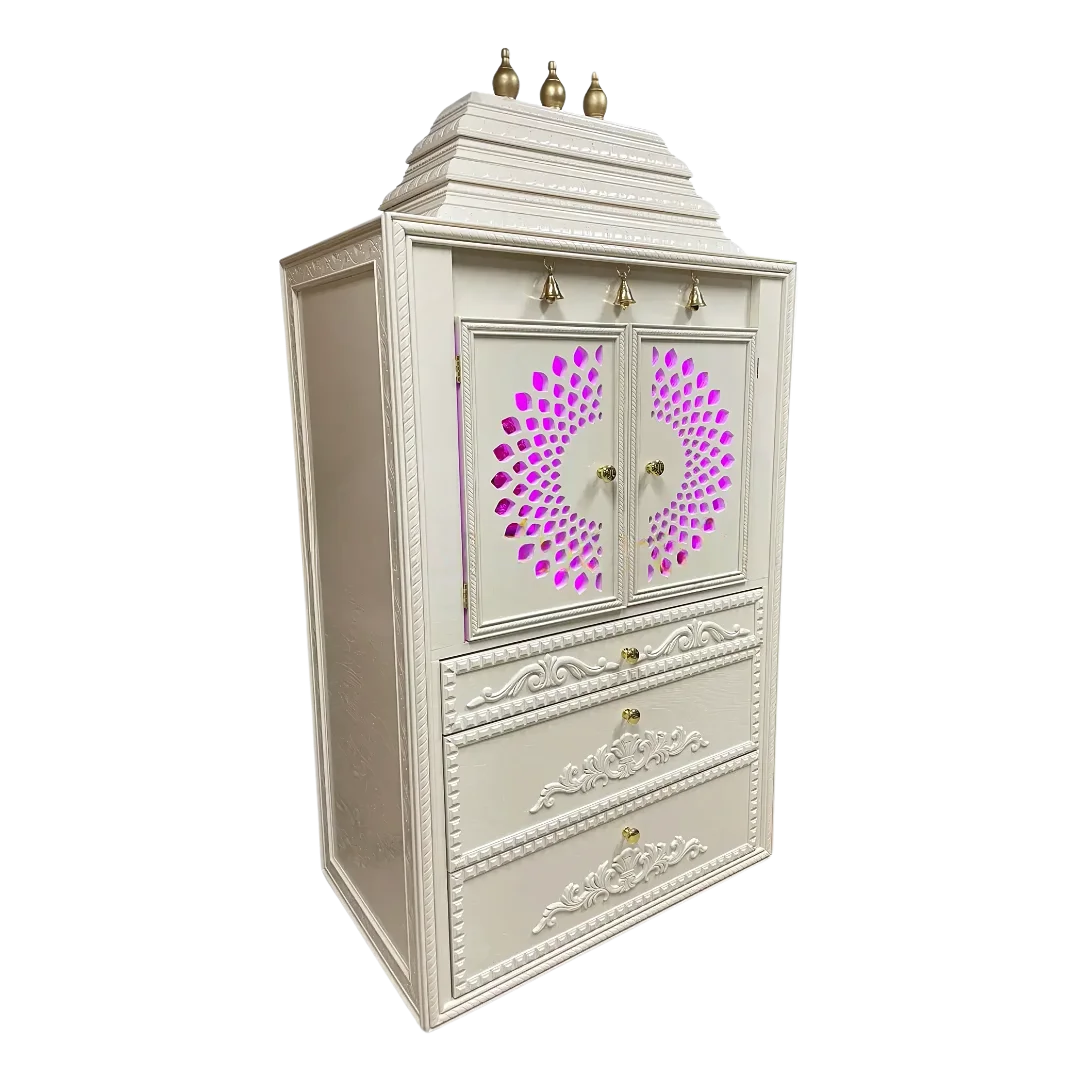 Devashala Teak Wood Mandap (White) side angle