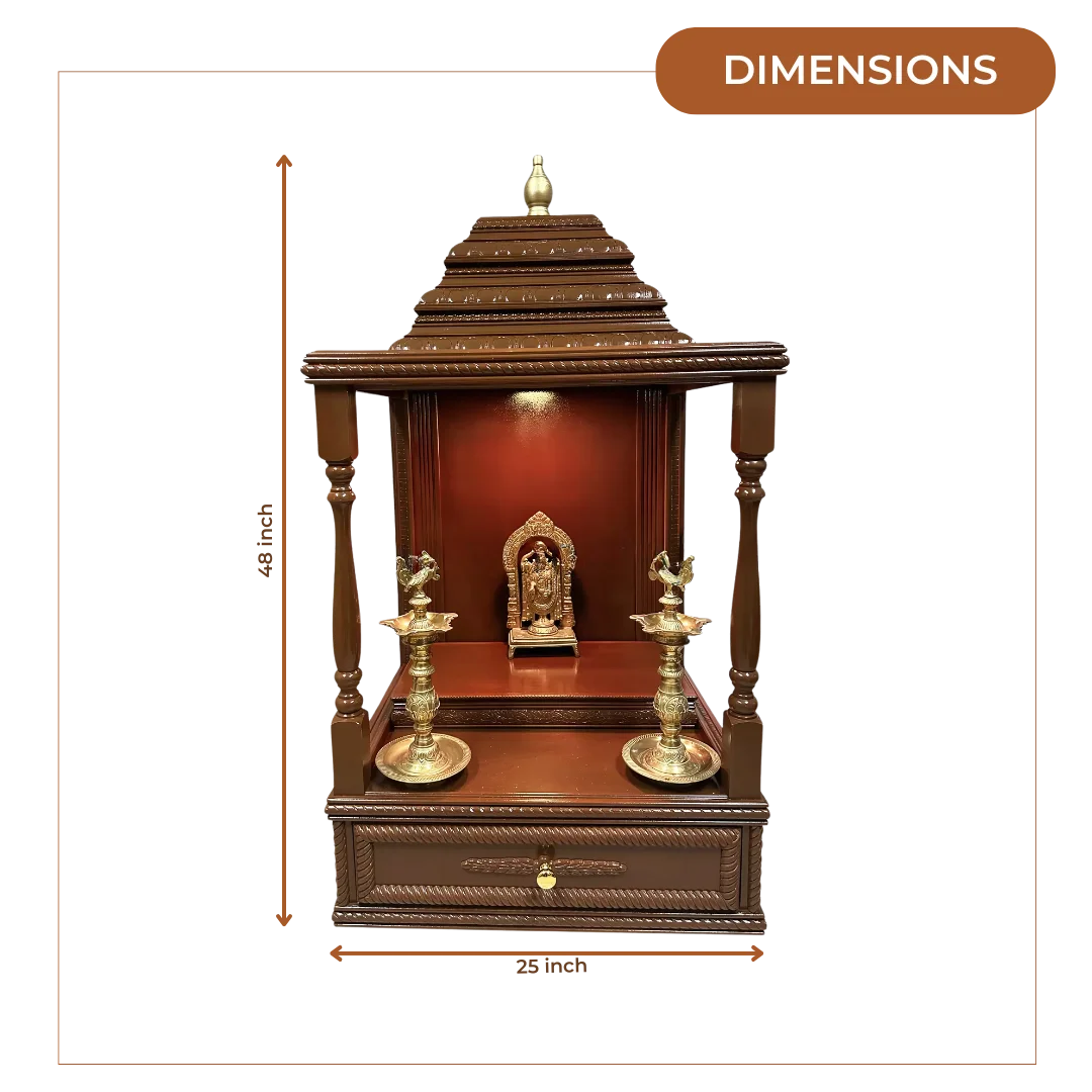Devashraya Teak Wood Mandir (Brown) dimensions