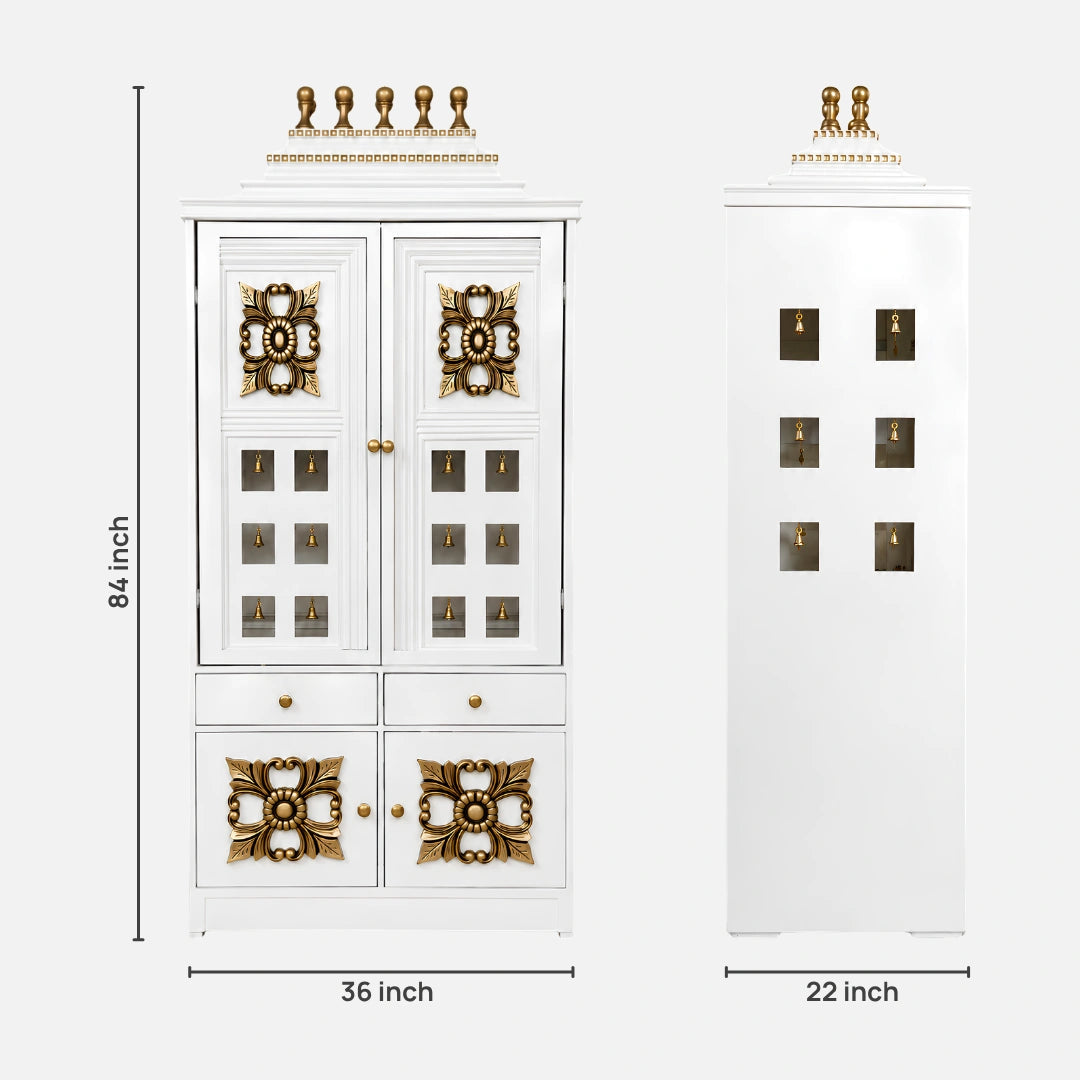 Devkosh Teak Wood Mandap (White) Dimensions Image